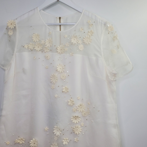 Ted Baker Findon Embellished Floral Silk Dress White Dainty NEW - Picture 2 of 8